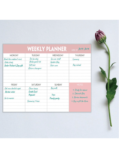 Bloc-notes de planification hebdomadaire avec liste de tâches, 50 feuilles détachables, calendrier de bureau hebdomadaire pour la maison et le bureau, maximisant la productivité, 8,26x11,2 pouces 28,5x21cm, fournitures scolaires pour la rentrée