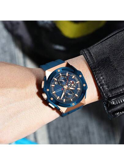CURREN Montre-bracelet étanche multifonctionnelle de chronographe pour hommes de sport