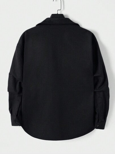 EURMUSE Veste à boutons et poche rabattable en 100% coton pour homme, sans t-shirt