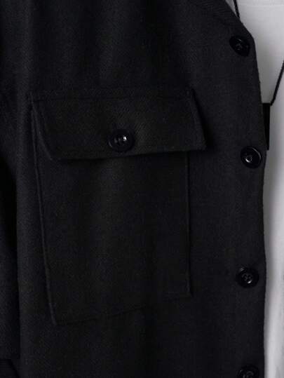EURMUSE Veste à boutons et poche rabattable en 100% coton pour homme, sans t-shirt