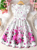 Sparklyn Robe Ceinturée Pour Fille À Fleurs Et Volants