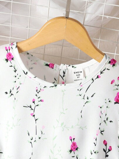 Sparklyn Robe Ceinturée Pour Fille À Fleurs Et Volants