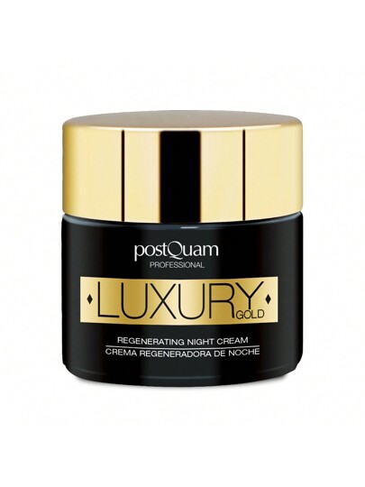 PostQuam Crème de nuit régénérante Luxury Gold - Nourrit et redensifie intensément - Anti-âge, antioxydante et régénératrice à l'acide hyaluronique, à l'or colloïdal, à l'églantier et à la vitamine E - Convient à tous types de peau - 50 ml - Livraison 24/