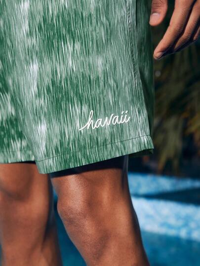 Manfinity VDAYZ 1 pièce Short décontracté ample mode homme, short de bain correspondant pour couples, style hawaïen, pour vacances d'été