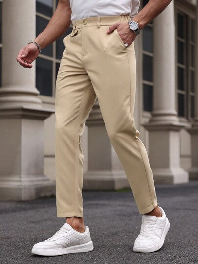 Manfinity Homme Pantalon de cérémonie formel pour homme, couleur unie, style simple, pour le quotidien