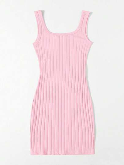 Essnce Robe de réservoir côtelée verticale unicolore Jianyun élégante pour dames