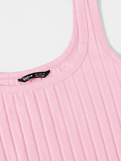 Essnce Robe de réservoir côtelée verticale unicolore Jianyun élégante pour dames