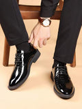 idocity Chaussures habillées formelles à lacets noires pour hommes, pour mariage et affaires, en PU souple