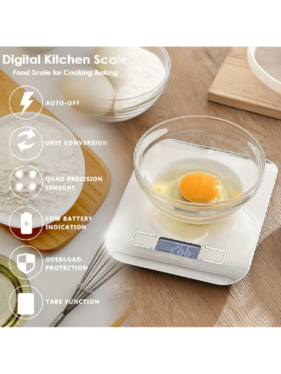 1 pièce Balance de cuisine électronique compacte en acier inoxydable avec écran d'affichage, répond aux besoins de pesée en cuisine (pile non incluse)