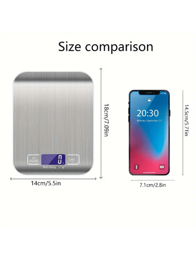 1 pièce Balance de cuisine électronique compacte en acier inoxydable avec écran d'affichage, répond aux besoins de pesée en cuisine (pile non incluse)