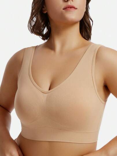 1 pièce Soutien-gorge push-up sans armatures, dos nu, confortable pour femmes grandes tailles [La taille est petite, veuillez commander une taille au-dessus]