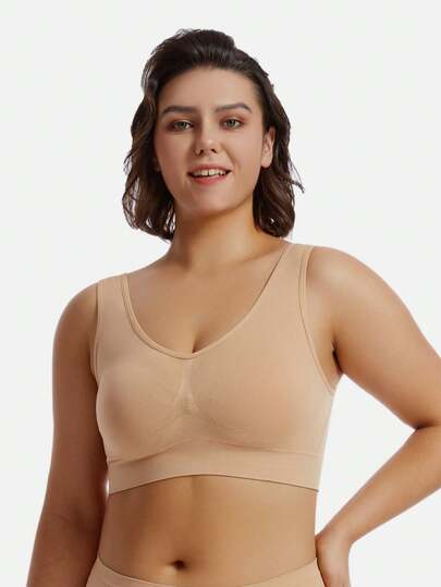 1 pièce Soutien-gorge push-up sans armatures, dos nu, confortable pour femmes grandes tailles [La taille est petite, veuillez commander une taille au-dessus]
