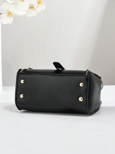 Sac fourre-tout d'affaires léger PLANEE avec rabat, anse supérieure, bandoulière, compact et à la mode, pochette bandoulière, sac cube de couleur unie chic, sac de travail polyvalent classique, convient pour le bureau, les affaires, le travail, les vacanc