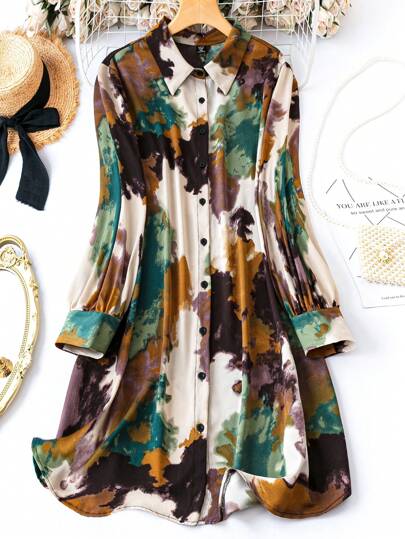 Clasi Robe Chemise Tie Dye À Bouton