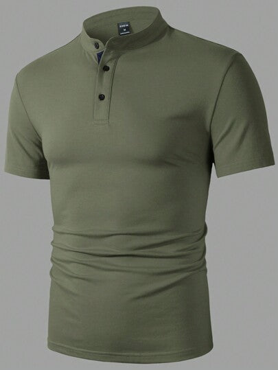 Manfinity Homme Chemise polo de travail décontractée à manches courtes de couleur unie pour hommes, été, formel