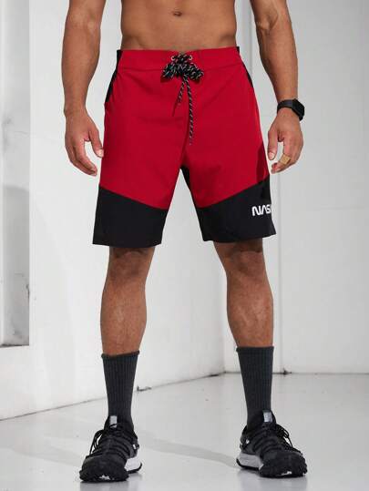 Gym Rark Short de sport style boyfriend pour hommes avec cordon de serrage, bloc de couleurs et imprimé lettres. Short jogger d'été, pantalon de jogging