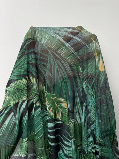 Swim Lushoire Robe de plage imprimée tropicale grande taille avec taille cintrée, été