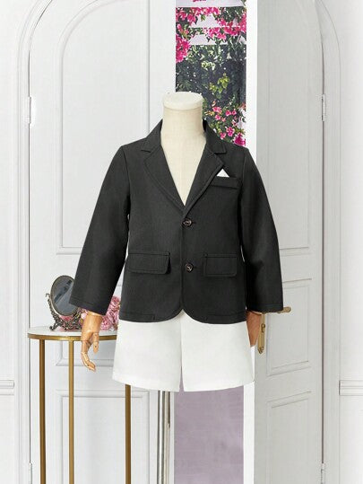 Ensemble de costume à manches longues et short blanc pour jeune garçon, 2 pièces, convient pour printemps, été et automne, mariage, fête d'anniversaire et la rentrée scolaire
