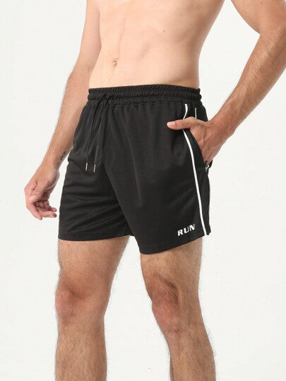 Gym Rark Short de sport décontracté d'été pour hommes, style boyfriend, taille à cordon de serrage, imprimé lettres, pantalon de jogging noir pour la rentrée scolaire