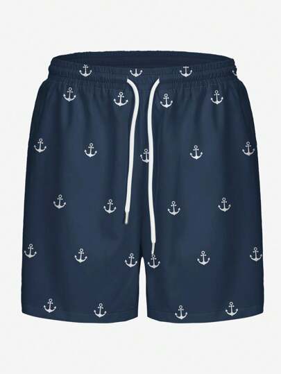 Short casual, de plage et pour les vacances quotidiennes pour hommes, avec élément océanique imprimé en 3D. Short avec cordon de serrage, simple couche sans doublure, style hawaïen