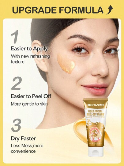 Masque Peel-Off Doré SlowSunday, Masque Enveloppant pour le Visage, Éliminateur de Points Blancs, Contrôle de l'Huile, Nettoyage en Profondeur, Purifie les Pores & Exfolie Doucement pour une Peau Lisse, Soins de la Peau Coréens, Y2K, Convient pour l'Été,