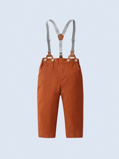 BOARNSEORL 2 pièces Tenue de jeune garçon gentleman - Chemise à manches longues avec nœud papillon, salopette avec chapeau, mode et style pour anniversaire, mariage, vacances, 1er anniversaire