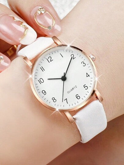 2 pièces/set Montres-bracelets à quartz de mode décontractée pour femmes avec petit cadran et bracelet