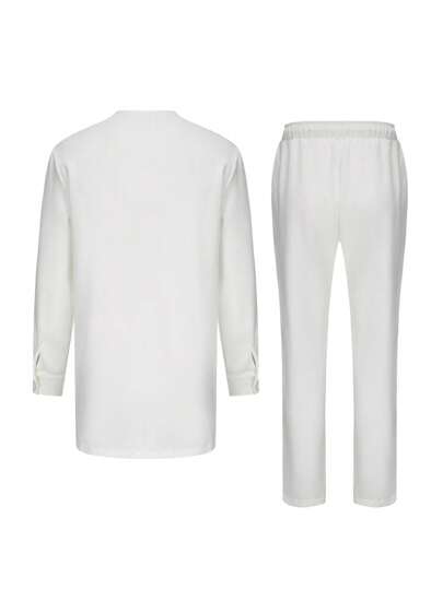 2 pièces Nouveau costume de mariage pour hommes avec chemise blanche brodée africaine et pantalon