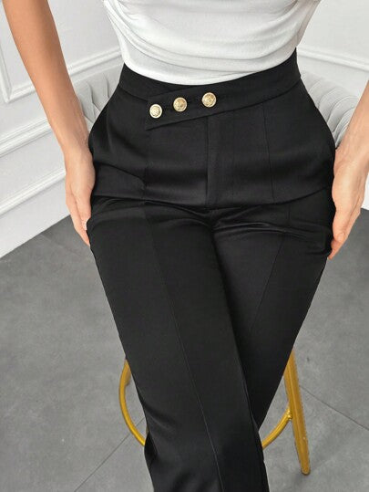 Modelyn Pantalon à boutons minimaliste de base pour femmes en automne/hiver