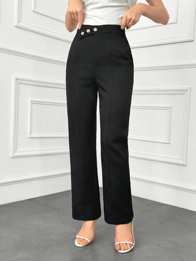 Modelyn Pantalon à boutons minimaliste de base pour femmes en automne/hiver