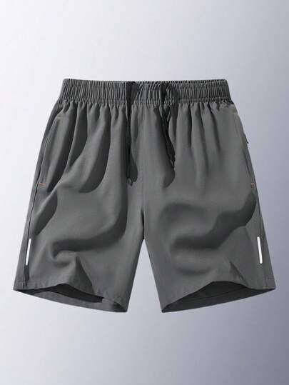 3 pièces/set Short de sport respirant et à séchage rapide style boyfriend pour hommes avec cordon de serrage et taille élastique. Short de course, de gym, de basket-ball, noir, été