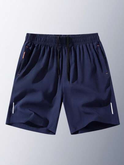3 pièces/set Short de sport respirant et à séchage rapide style boyfriend pour hommes avec cordon de serrage et taille élastique. Short de course, de gym, de basket-ball, noir, été