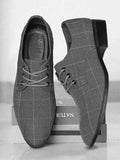 Chaussures De Ville Pour Hommes Avec Lacets Et Découpes, Chaussures De Ville Élégantes Grises Pour Les Occasions Formelles