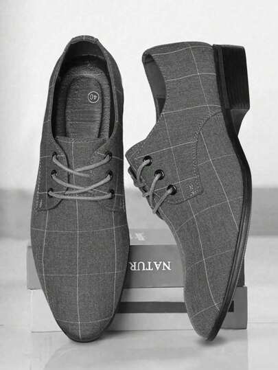 Chaussures De Ville Pour Hommes Avec Lacets Et Découpes, Chaussures De Ville Élégantes Grises Pour Les Occasions Formelles
