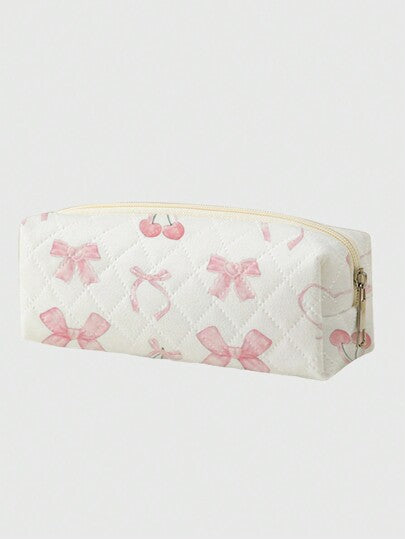 ROMWE Kawaii Trousse à crayon avec motif de papillon et de cerise, sac à fermeture éclair pour fournitures scolaires et cosmétiques, rentrée scolaire, fournitures scolaires