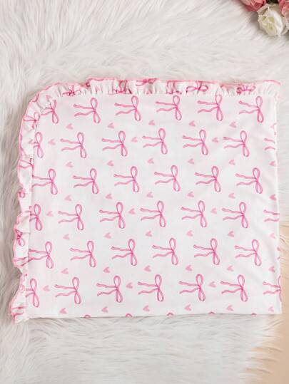 3 pièces/Ensemble Automne/Hiver Bébé Fille Imprimé Papillon Blanc Tenue de Nuit Décontractée à Manches Longues avec Barboteuse, Bonnet et Bavoir Vêtements