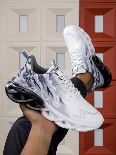 Nouvelles baskets d'été légères et confortables avec laçage, amorti, dégradé de flamme, style minimaliste campus/rue, mode décontractée pour hommes (Veuillez commander une taille au-dessus car les chaussures sont petites)