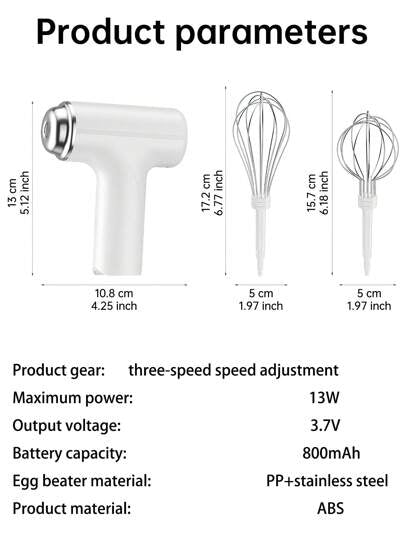 1 pièce Batteur à œufs électrique portatif rechargeable, mélangeur automatique sans fil à vitesse réglable