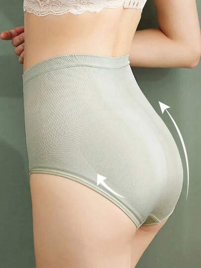 5 pièces/Pack Culottes sans couture taille haute pour femmes, culottes triangle élastiques confortables et respirantes, sous-vêtements post-partum pour le levage des fesses et le contrôle du ventre