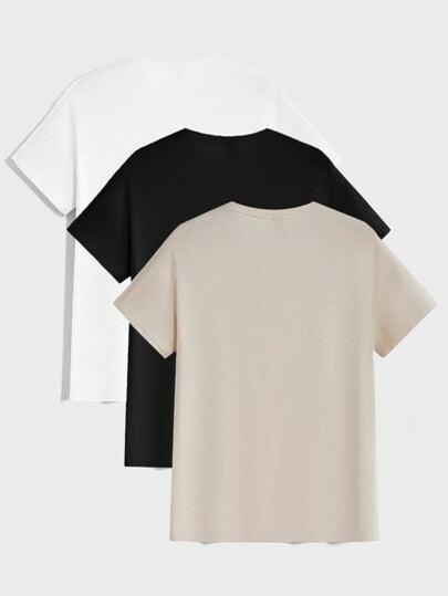 AKNOTIC 3 pièces T-shirt décontracté à col rond et manches courtes de couleur unie pour hommes, été, vacances, cadeaux pour la fête des pères, football
