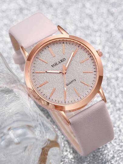 3 pièces/set Ceinture décontractée pour femmes, montre-bracelet à quartz avec cadran mat