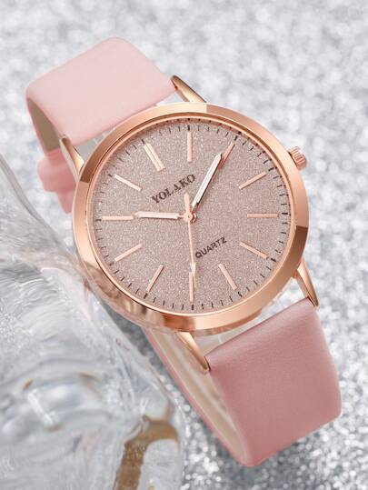 3 pièces/set Ceinture décontractée pour femmes, montre-bracelet à quartz avec cadran mat