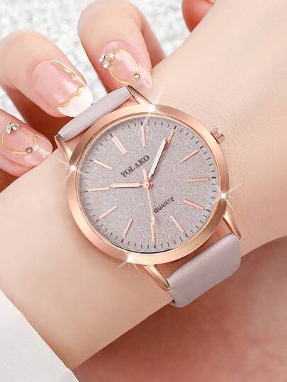 3 pièces/set Ceinture décontractée pour femmes, montre-bracelet à quartz avec cadran mat