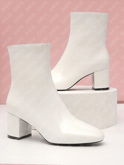 Bottes cheville à talon épais élégantes de mode automne-hiver pour femmes, bottes mi-mollet à talons hauts simples pour le trajet