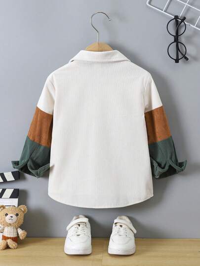 Genkimix Kids Veste décontractée à blocs de couleurs et boutons pour garçon, automne