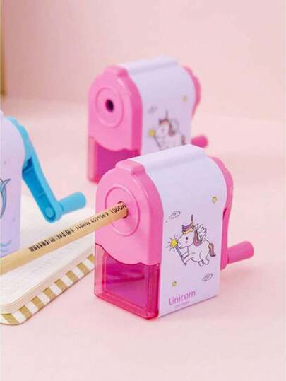 1 pièce Taille-crayon à motif licorne, taille-crayon manuel en plastique de dessin animé de base pour étudiant, rentrée scolaire, fournitures scolaires, papeterie, essentiels pour étudiants