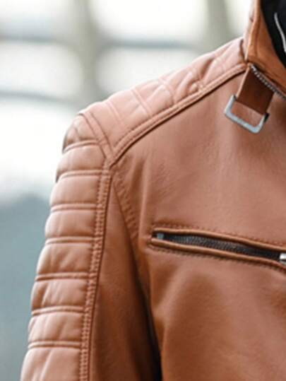 Veste de moto de mode de couleur unie pour hommes