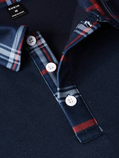 Calvornis Chemise polo de golf formelle à manches longues avec col à motif à carreaux, décontractée pour le travail, pour papa, automne, cérémonie