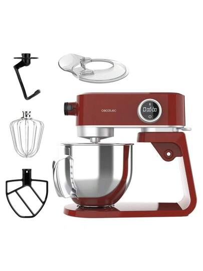 Cecotec Robot pétrisseur Twist&Fusion 4000 Luxury, Rouge. 800 W, corps en aluminium moulé, moteur DC, 8 vitesses, lumière LED, bol en acier inoxydable de 5,2 L