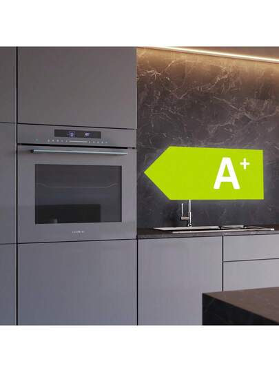 Cecotec Four Encastrable 60cm Bolero Hexa SM406000 Glass Grey A+. 2900W, 72L, 12 Fonctions avec Steak Master, Pizza Master, Steam Assist, Steam EasyClean, Mode Eco et Décongélation, Electronic Timer